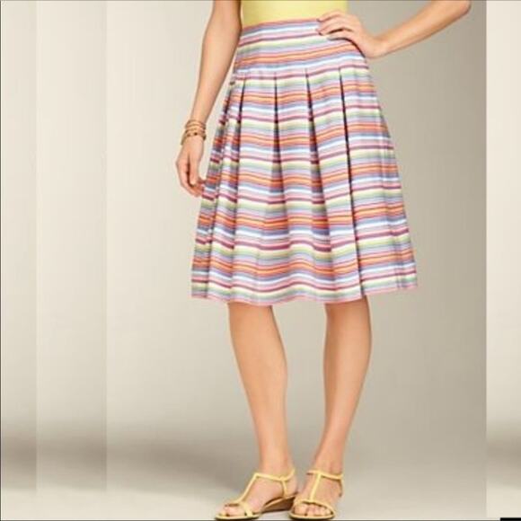 Talbots Rainbow Striped Pleated Skirt Size 12 - Picture 3 of 11